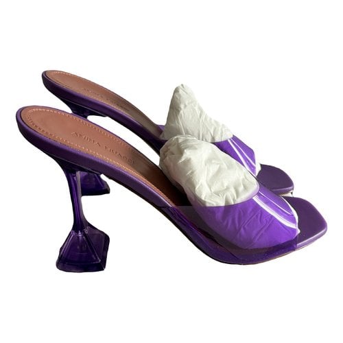 Pre-owned Amina Muaddi Lupita Sandals In Purple