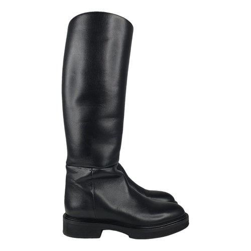Pre-owned Khaite Leather Biker Boots In Black