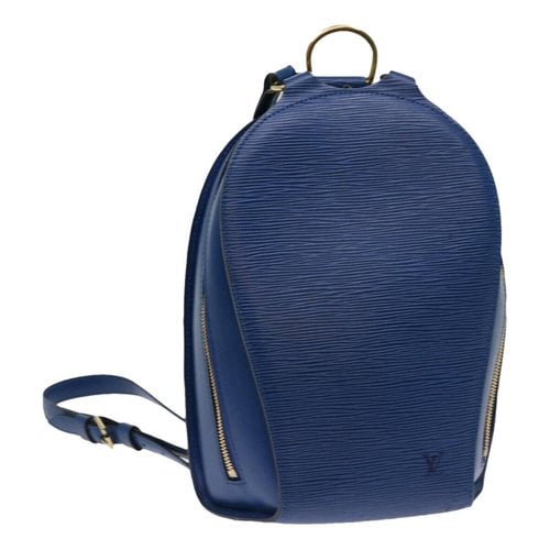 Pre-owned Louis Vuitton Mabillon Leather Backpack In Blue