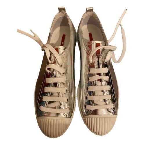 Pre-owned Prada Patent Leather Trainers In Metallic