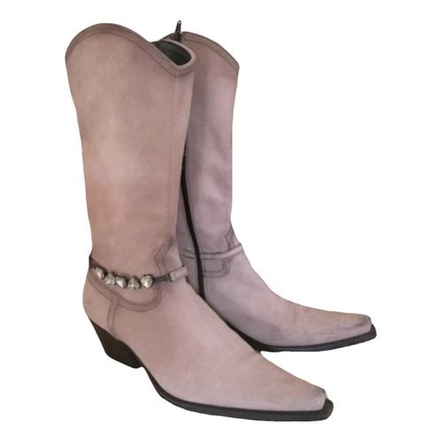 Pre-owned Janet & Janet Cowboy Boots In Pink