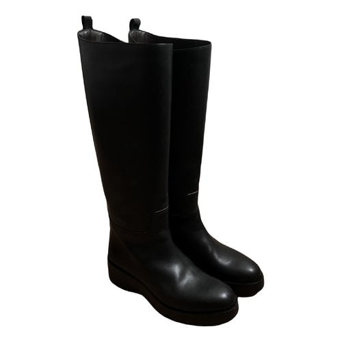 Pre-owned The Row Leather Biker Boots In Black