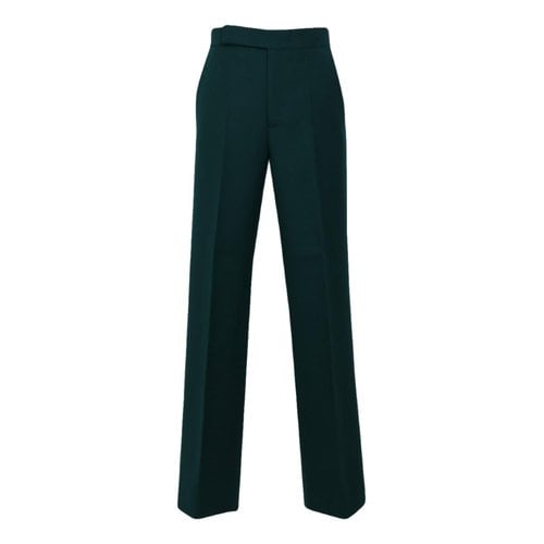 Pre-owned Celine Wool Straight Pants In Green