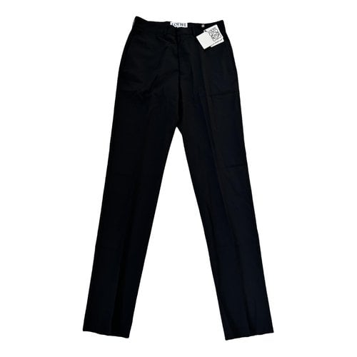 Pre-owned Loewe Wool Straight Pants In Black