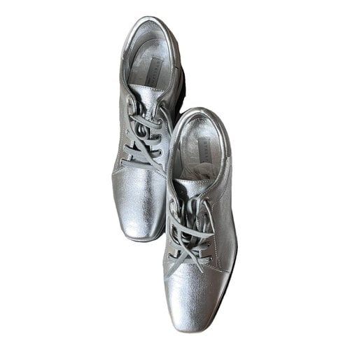 Pre-owned Stella Mccartney Vegan Leather Trainers In Silver