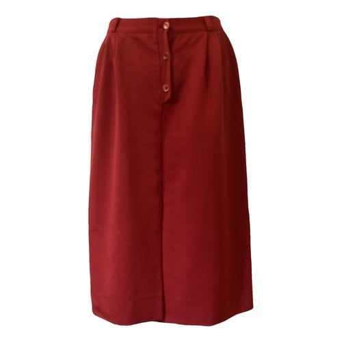 Pre-owned Valentino Wool Maxi Skirt In Burgundy
