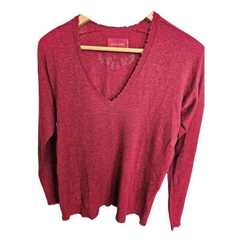 Pre-owned Zadig & Voltaire Cashmere Jumper In Burgundy