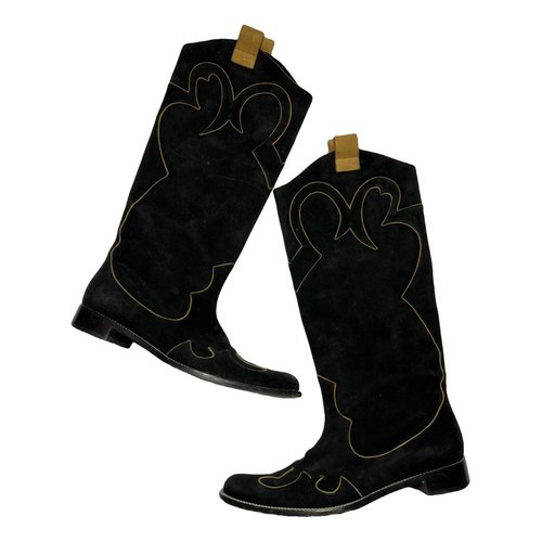 Pre-owned Emilio Pucci Cowboy Boots In Black