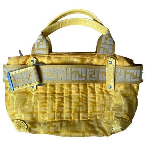 Pre-owned Fendi Ff Leather Handbag In Yellow