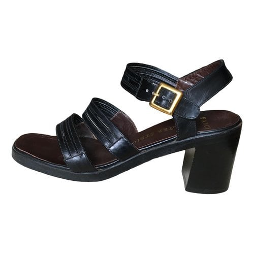 Pre-owned Walter Steiger Leather Sandals In Black