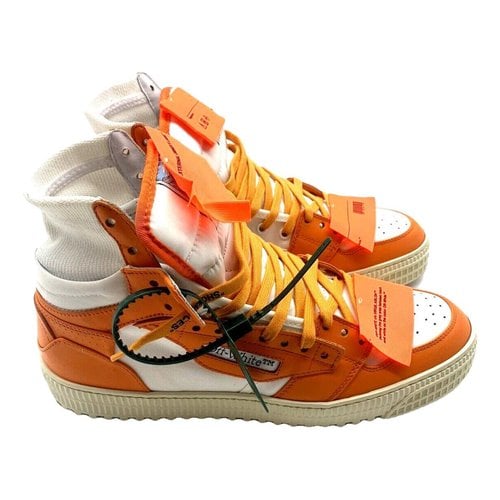 Pre-owned Off-white Off-court Leather High Trainers In Orange