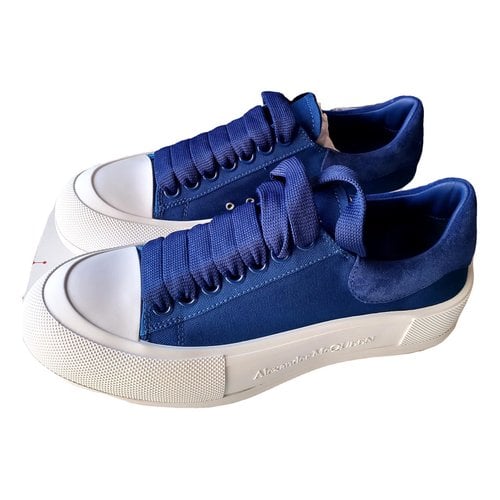 Pre-owned Alexander Mcqueen Deck Plimsoll Cloth Trainers In Blue