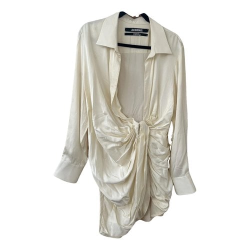 Pre-owned Jacquemus L'amour Silk Mini Dress In Beige