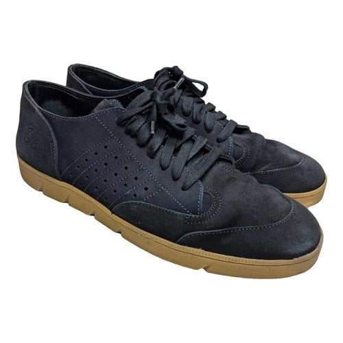 Pre-owned Loewe Leather Low Trainers In Black