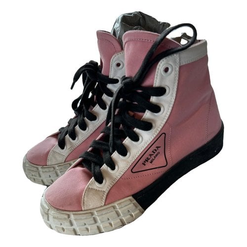 Pre-owned Prada Cloth Trainers In Pink