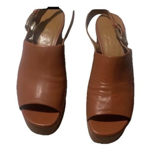 Pre-owned Marni Leather Sandals In Camel