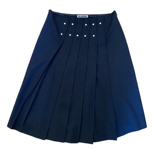 Pre-owned Jil Sander Wool Mid-length Skirt In Navy
