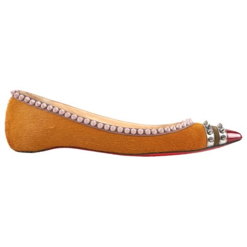 Pre-owned Christian Louboutin Pony-style Calfskin Ballet Flats In Multicolour