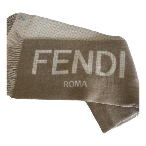 Pre-owned Fendi Wool Scarf In Beige