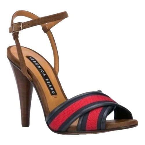 Pre-owned Veronica Beard Leather Sandal In Red