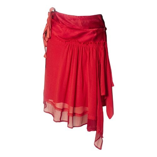 Pre-owned Ann Demeulemeester Silk Mid-length Skirt In Red