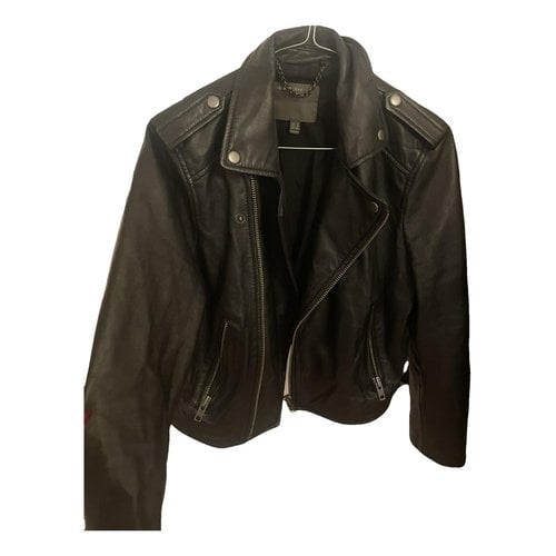 Pre-owned Muubaa Leather Biker Jacket In Black