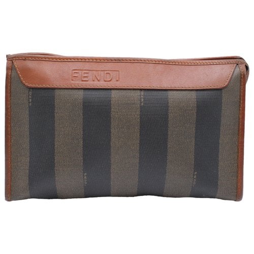 Pre-owned Fendi By The Way Leather Clutch Bag In Brown