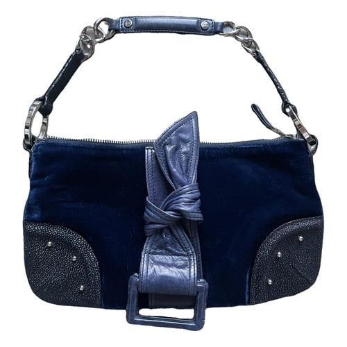 Pre-owned Givenchy Velvet Clutch Bag In Navy