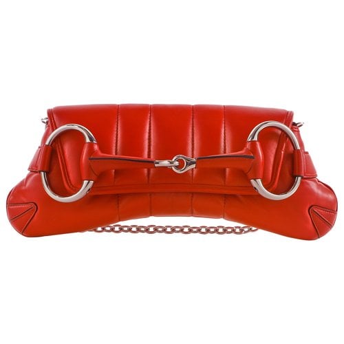 Pre-owned Gucci Horsebit 1955 Chain Leather Handbag In Red