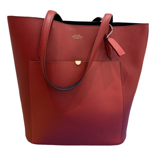 Pre-owned Smythson Leather Tote In Red