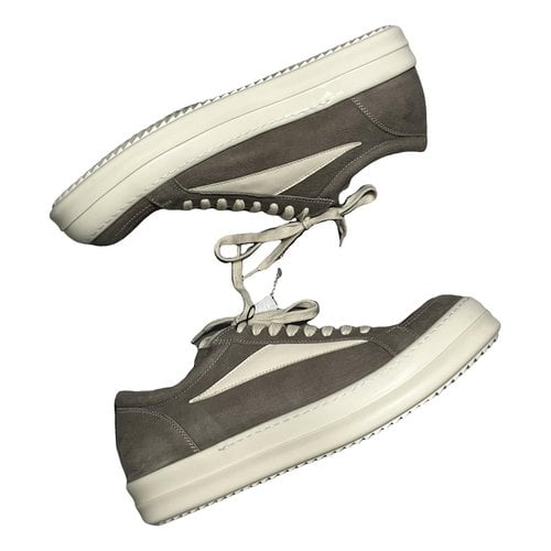 Pre-owned Rick Owens Leather Low Trainers In Brown