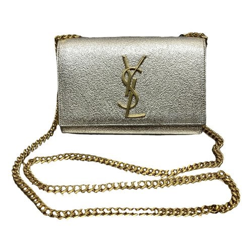 Pre-owned Saint Laurent Kate Monogramme Leather Crossbody Bag In Gold