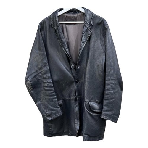 Pre-owned Armani Collezioni Leather Vest In Black