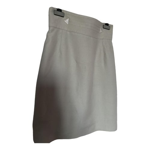 Pre-owned Claude Montana Linen Mini Skirt In Beige