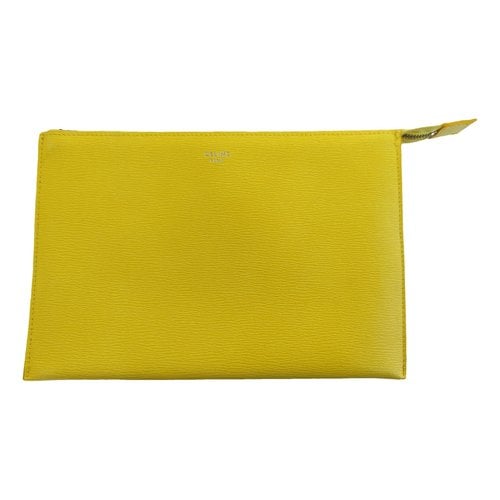 Pre-owned Celine Trio Leather Crossbody Bag In Yellow