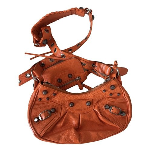 Pre-owned Balenciaga Le Cagole Leather Handbag In Orange