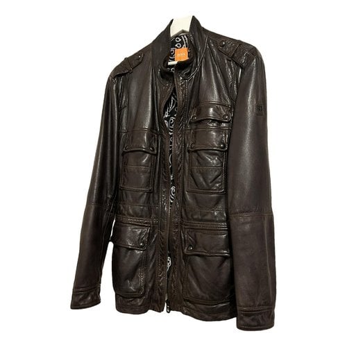 Pre-owned Hugo Boss Leather Vest In Brown