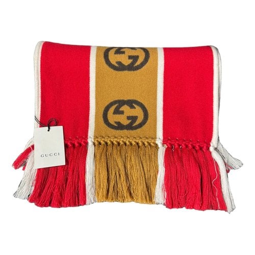 Pre-owned Gucci Wool Scarf In Red