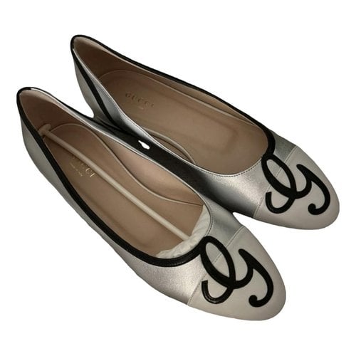 Pre-owned Gucci Leather Ballet Flats In Silver