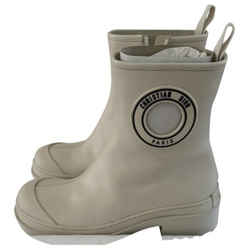 Pre-owned Dior Leather Boots In White