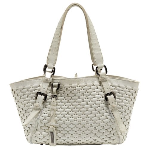 Pre-owned Burberry Leather Tote In White
