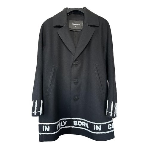 Pre-owned Dsquared2 Wool Coat In Black