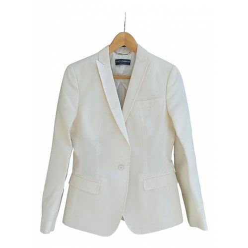 Pre-owned Dolce & Gabbana Silk Blazer In White