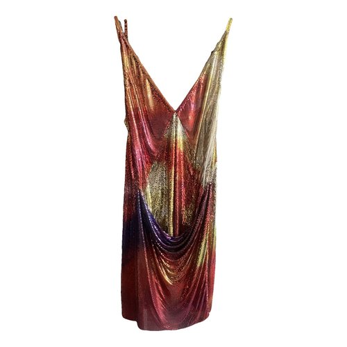 Pre-owned Paco Rabanne Patent Leather Mini Dress In Multicolour