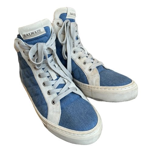 Pre-owned Balmain High Trainers In Blue