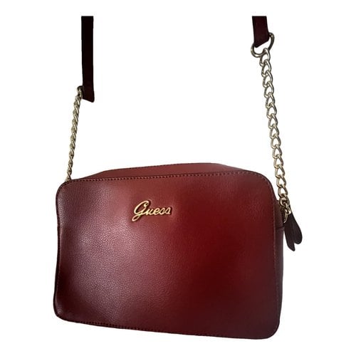 Pre-owned Guess Vegan Leather Crossbody Bag In Red