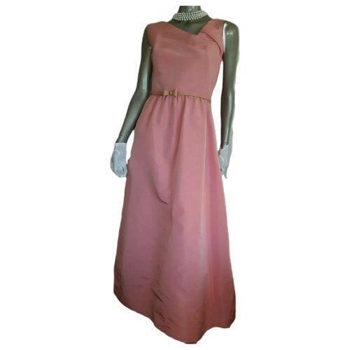 Pre-owned Oscar De La Renta Silk Maxi Dress In Pink