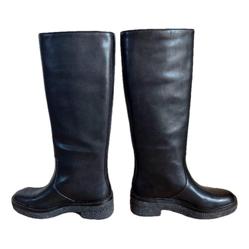 Pre-owned Loeffler Randall Leather Boots In Black