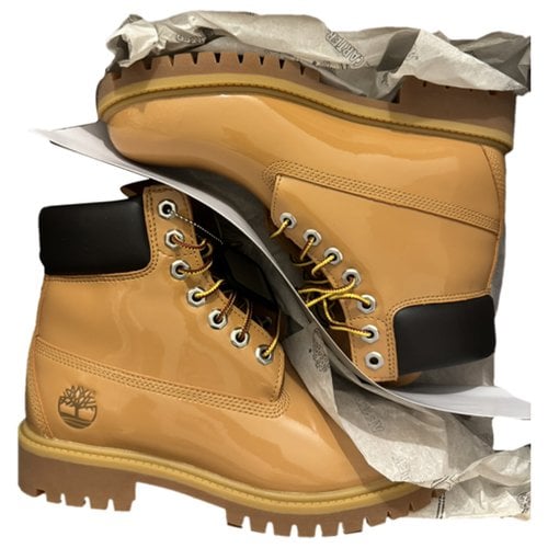 Pre-owned Timberland Patent Leather Boots In Camel