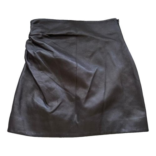 Pre-owned The Sei Leather Mini Skirt In Black